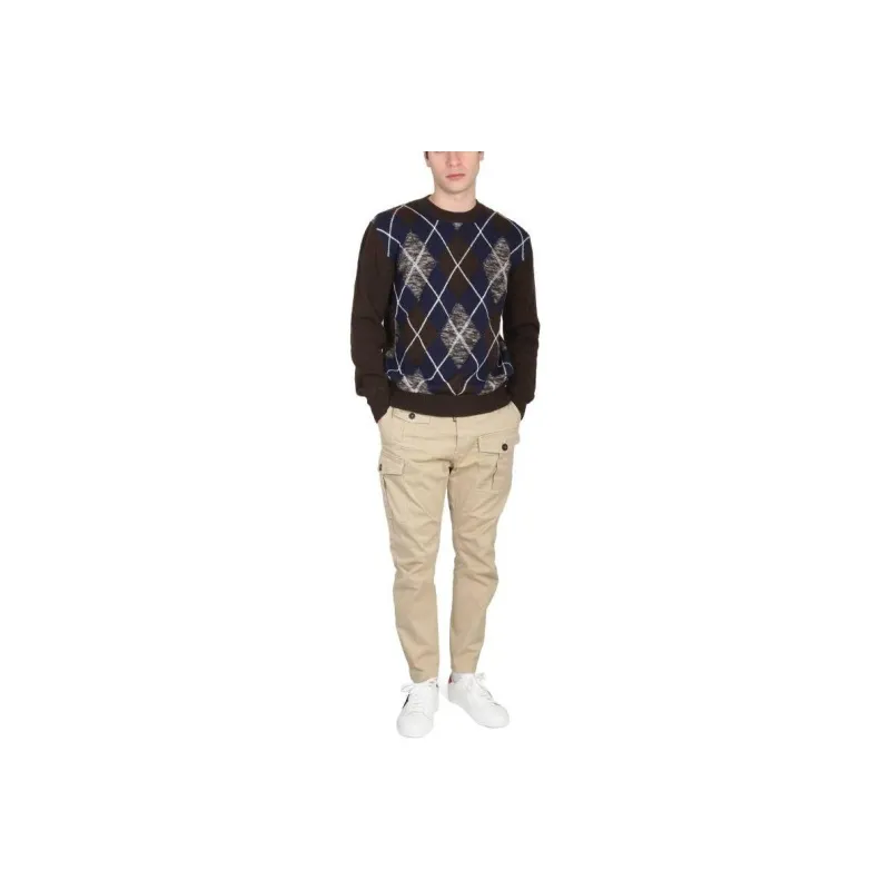 DSQUARED 2 Argyle Crewneck Knitted Jumper-0