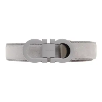 FERRAGAMO Suede, Suede, Leather Belts Men's Gray Width 3CM