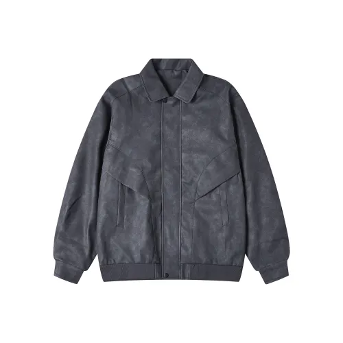 GEOFFREY B. SMALL Leather Jacket Unisex Gray