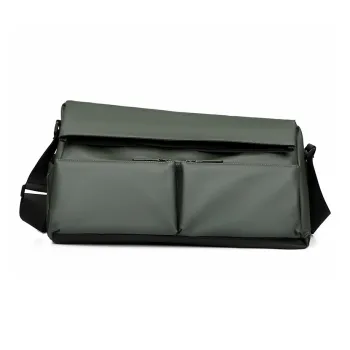 Dusen Kangaroo PU Crossbody Bag Men's Olive Green/Black