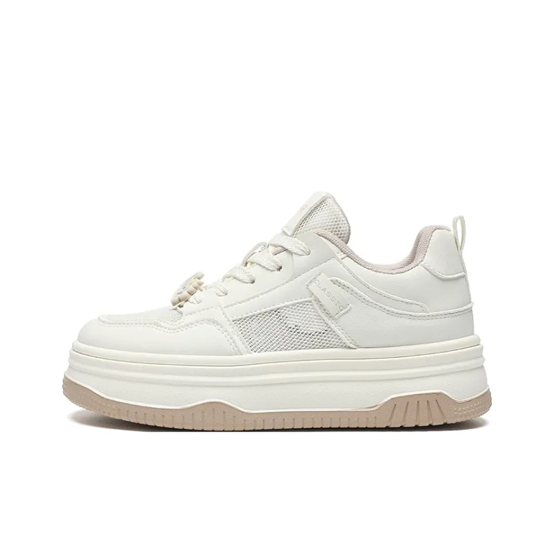 ZHR Platform Air Shoes Slip Resistant, Lightweight, And Breathable Low Top Skateboard Shoes Women's Beige-0