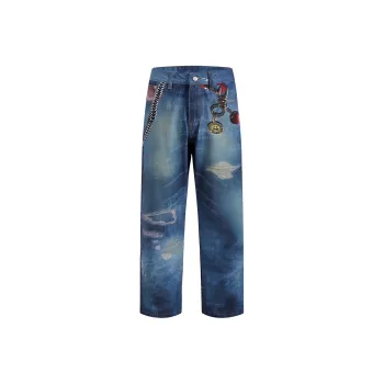 404MOB GANG Jeans Unisex Denim Blue
