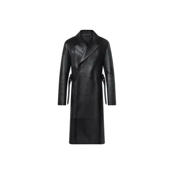 LOUIS VUITTON Leather Double Breasted Coat