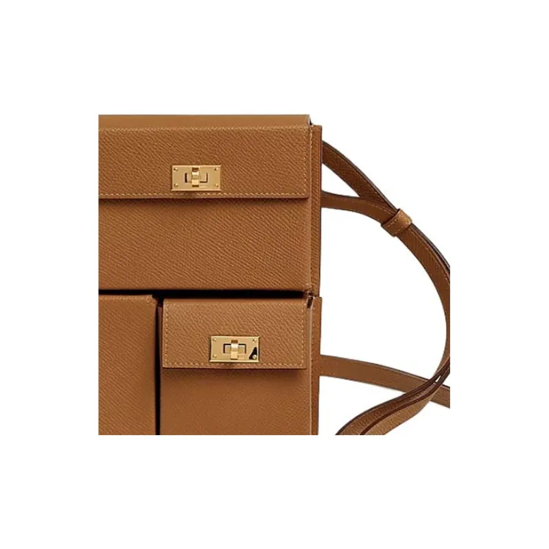 HERMES Epsom Calfskin Crossbody Bag Women's 37 Gold Gold Brown-2