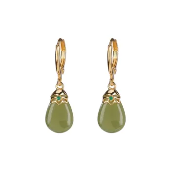 BYTHERE Hetian Jade Earrings Pale Greenish White Jade Women's