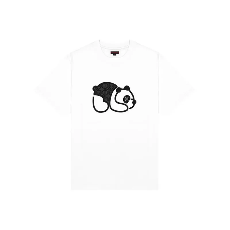 CLOT Drop3 Panda Printed Pattern Crew Neck Short Sleeved Unisex T Shirt-0