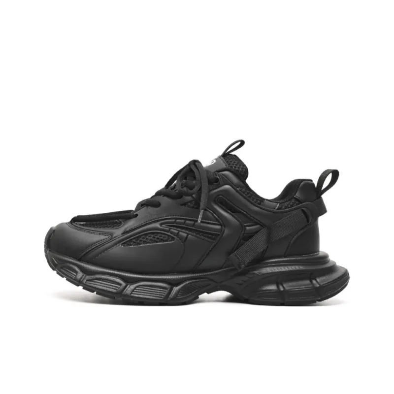 WEISHIBANGWEI Breathable Height Increase Low Top Chunky Sneakers Men's Black-0