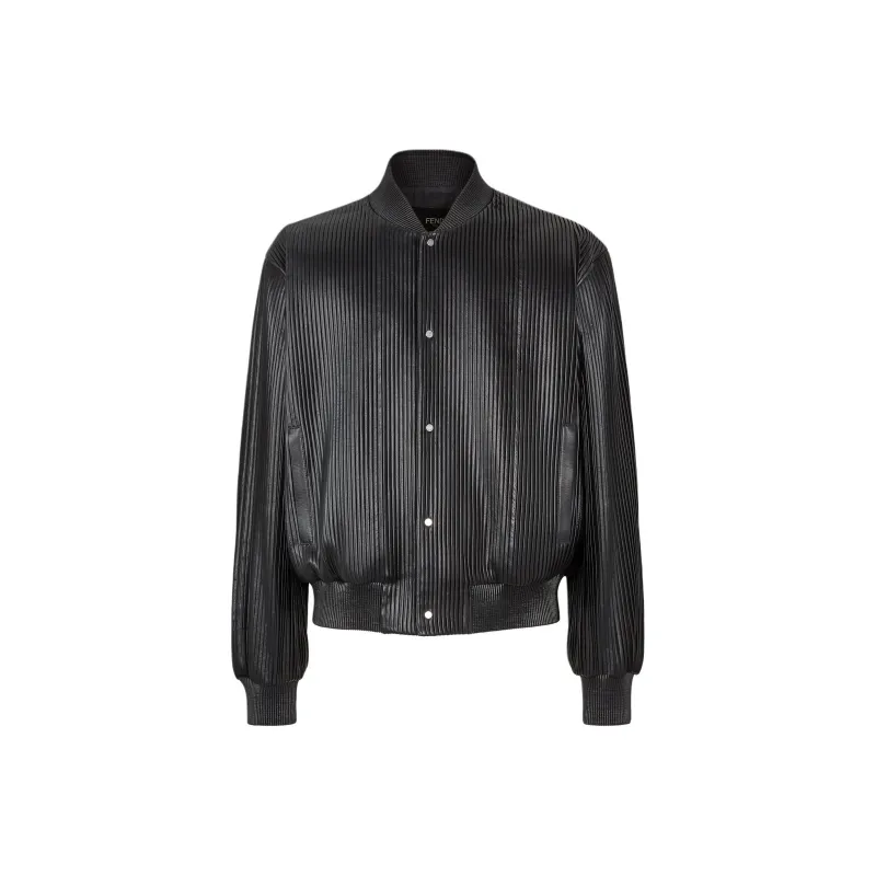 FENDI Leather Jacket Men's Black-0