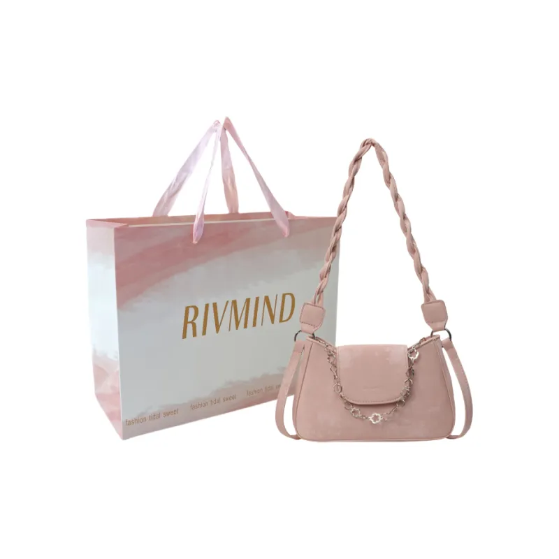 RIVMIND PU Crossbody One Shoulder Handbags Regular Women's Ecru/Black/Pink-9