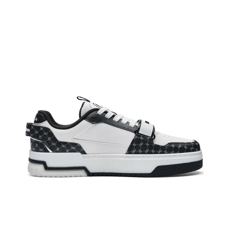 Kappa Alpha Anti Slip Wear Resistant Low Top Skateboard Shoes Unisex White Black-1