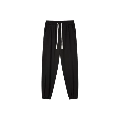 Jean West Thin Solid Color High Rise 100% Cotton Ankle Length Pants 100 Styles Cuffed Pants Summer Men's Black
