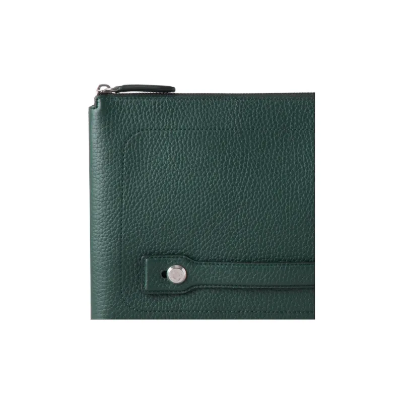 Mulberry Grain Cow Leather IPad Case Clutch Men's Mulberry Green-4