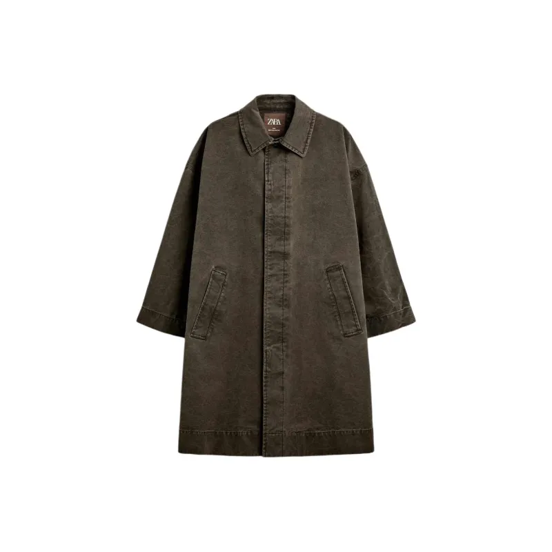 ZARA Trench Coats Men Brown-0