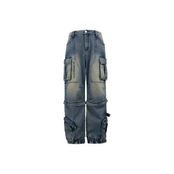 BJHG Cargo Pants Unisex Washed Blue
