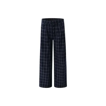 GBXM Casual Pants Unisex Black Plaid