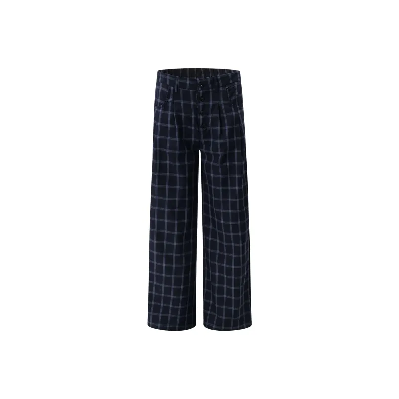 GBXM Casual Pants Unisex Black Plaid-0