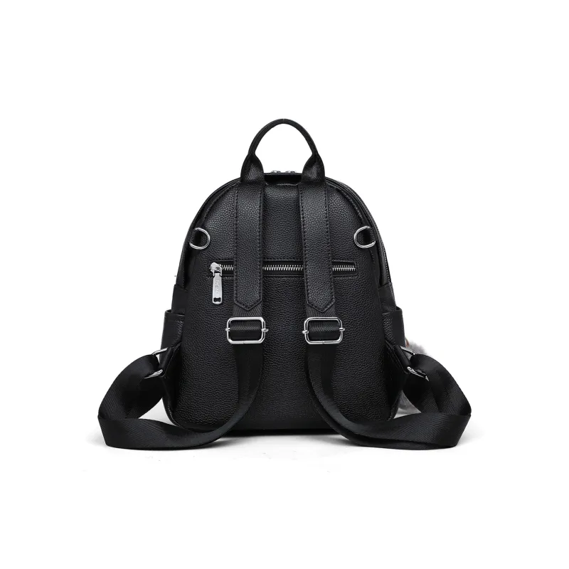 PT'SON Cow Leather Backpack Regular Women's Ecru/Black-11