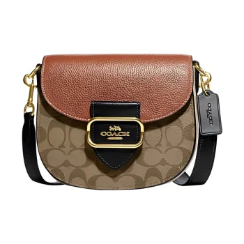 COACH Cow Leather Saddle Bag, Crossbody Bag, Shoulder Bag Small Size Women's Brown & Rusty