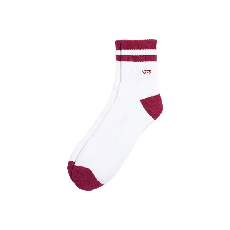 Vans HALF CREW Mid Calf Socks Men's 1 Pack White Azalea Red-1