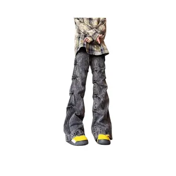 UPXIW Jeans Unisex Black Gray Color