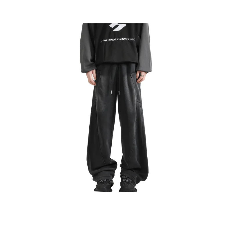LA'T.WEEKEND Knitted Sports Pants Unisex Washed Black-0