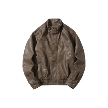 WILD LEADER Leather Jacket Unisex Coffee