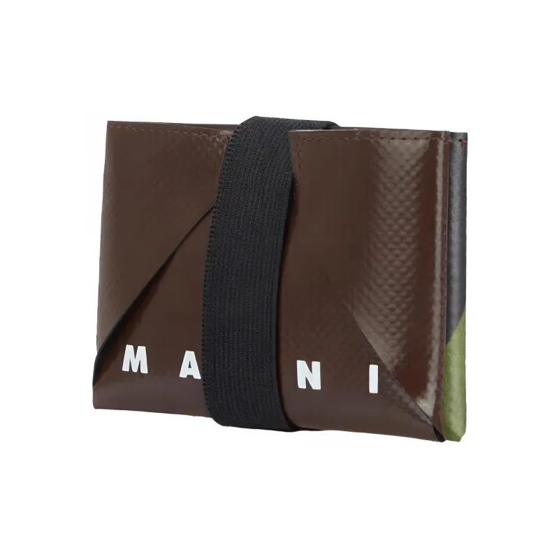 MARNI Fabric Card Clip Wallet Coin Purse Card Holder Men's Light Coffee-2