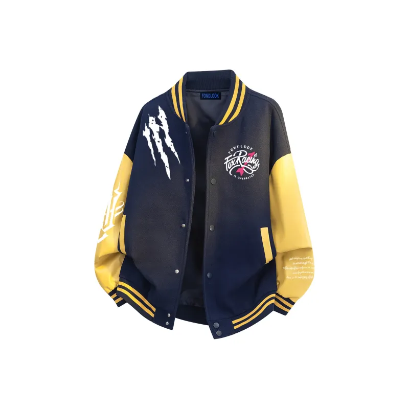 FONDLOOK Baseball Jacket Unisex Pink-5