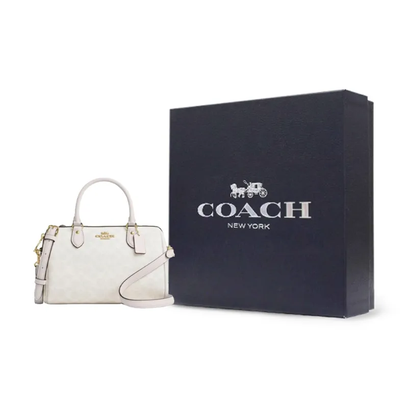 COACH Rowan PVC With Skin Handbag Women's White-4