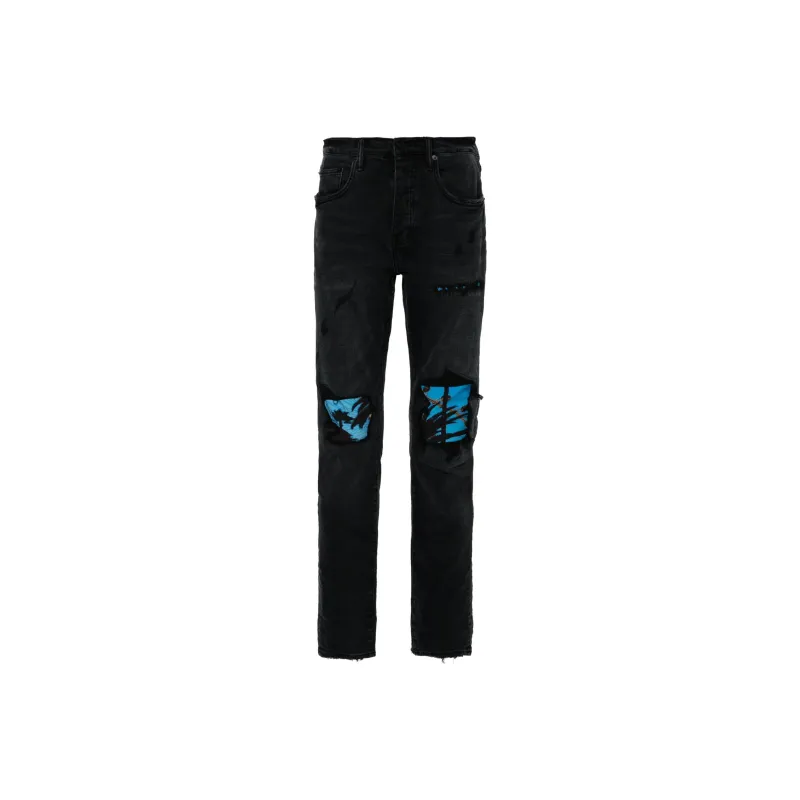 PURPLE BRAND X Blue Sky Low rise Slim leg Jeans-0