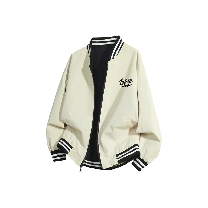 Lafetto Baseball Jacket Coat Unisex Khaki/Black-0