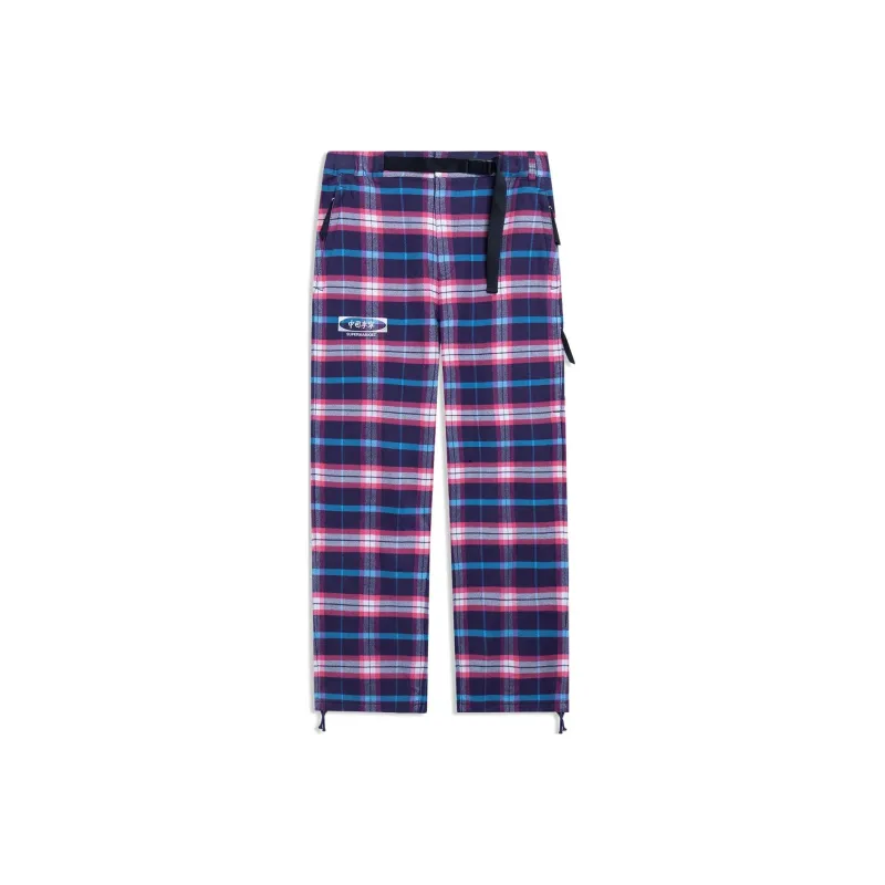 LiNing Casual Pants Men Purple Gray Purple Combo Plaid-0