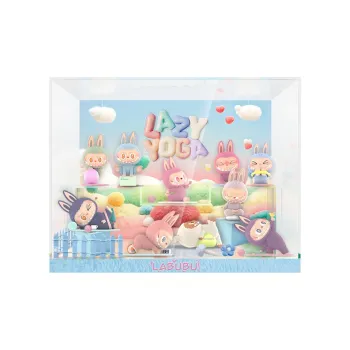 LIGHT YOUR BRICKS Compatibility Pop Mart Labubu THE MONSTERS Lazy Yoga Collection Display Case Model Accessories