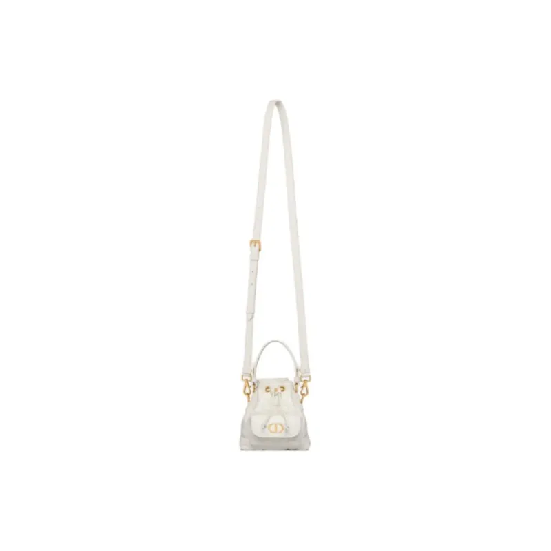 DIOR Caro Sheepskin Bucket Bag, Shoulder Bag, Crossbody Bag, Handbag Mini Women's Milk White-3