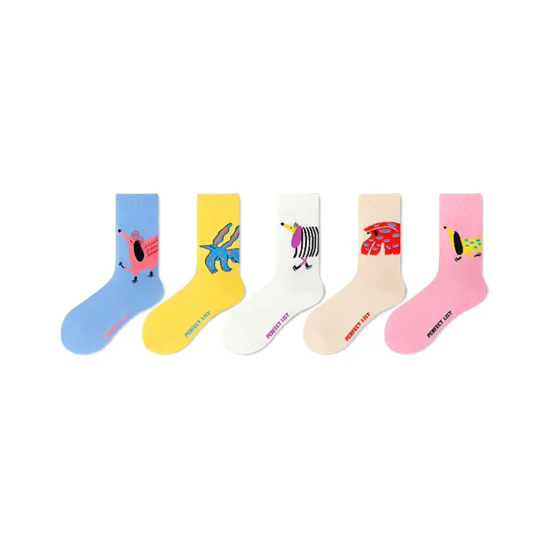 PL Mid Calf Socks Unisex 5 Pack Mixed Color-0