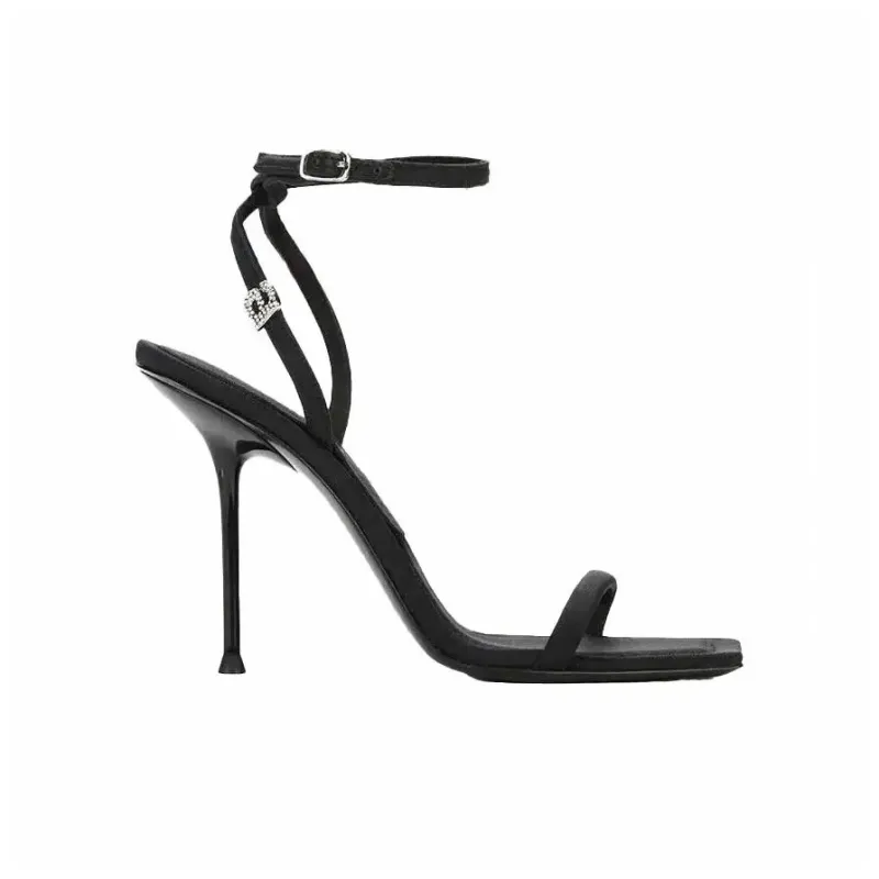 Dawei's House One Strap Sandals Women's Black Gift Box Set-1
