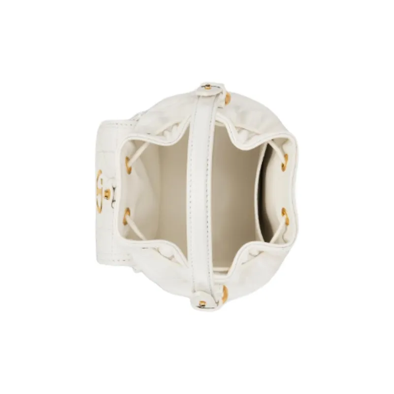 DIOR Caro Sheepskin Bucket Bag, Shoulder Bag, Crossbody Bag, Handbag Mini Women's Milk White-4