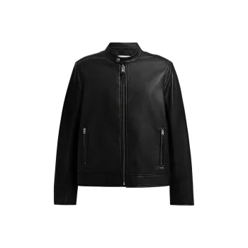 COACH FW24 Leather Jacket Men's Black