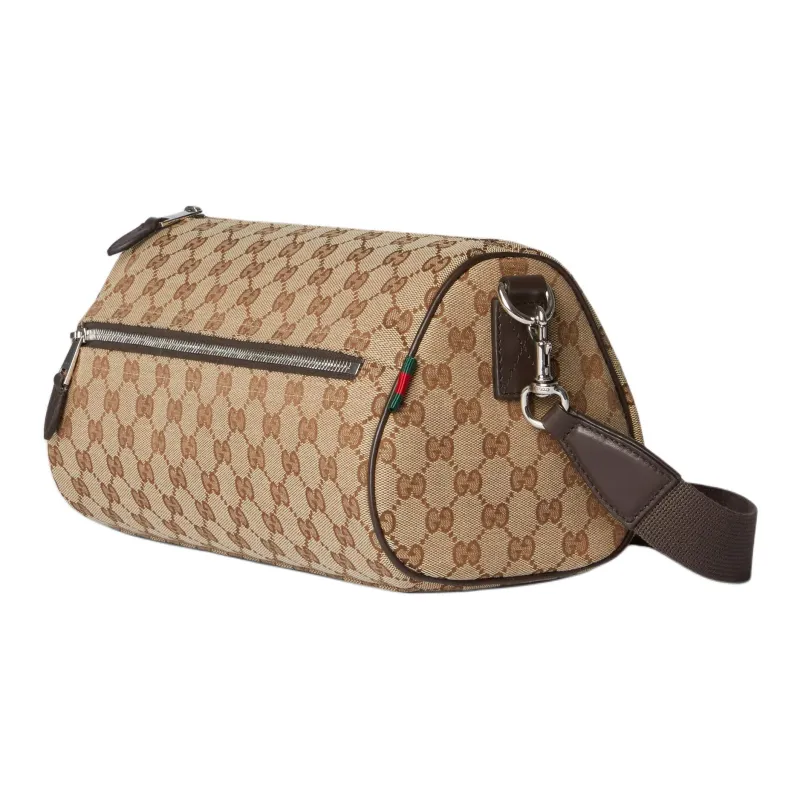 GUCCI GG Canvas Boston Bag, Crossbody Bag, Shoulder Bag Small Size Men's Beige & Dark Brown-1