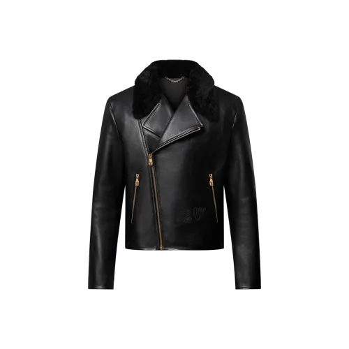 LOUIS VUITTON Shearling Evening Leather Biker Giuseppe