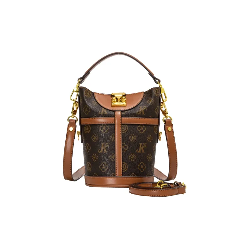 BLAKE FLEETO PU One Shoulder Crossbody Bucket Handbag Women's Gray/Brown/Apricot-8