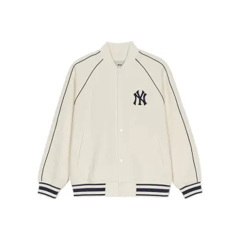MLB New York Yankees Old Flower Baseball Jacket Unisex Cream