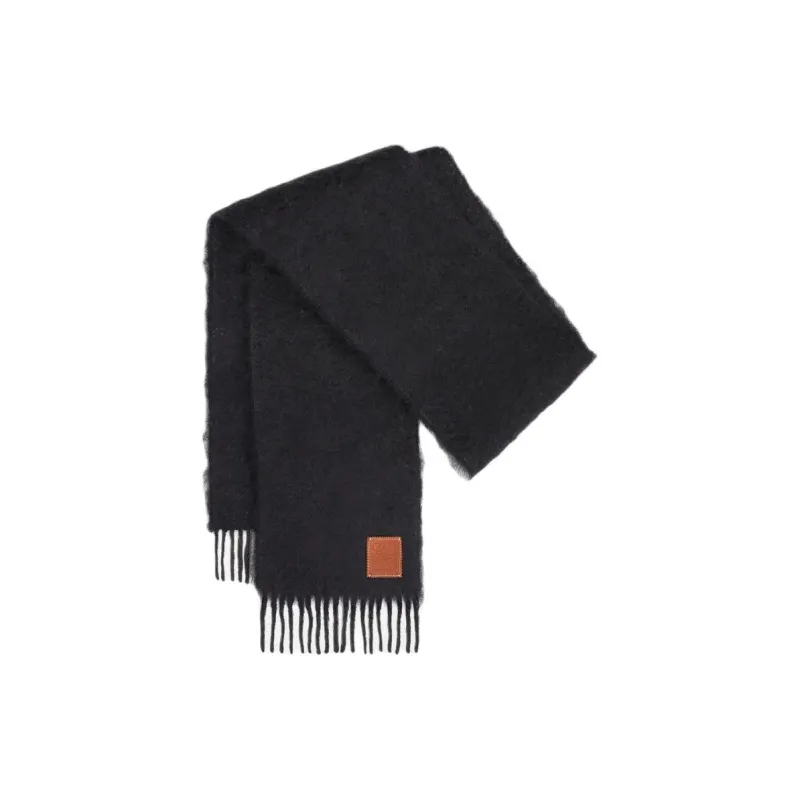 LOEWE Mohair Wool Nylon Knit Scarves Women's Black-0