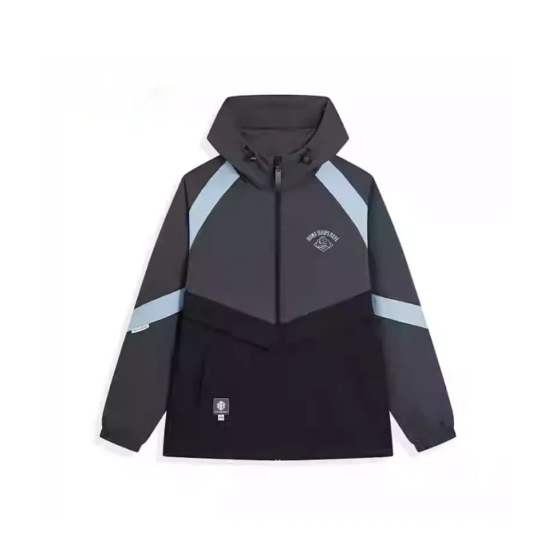 XTEP Basketball Collection Sports Lifestyle Collection Trench Coat Men's Ox Horn Gray/Jet Black/Signal Smoke Blue-0