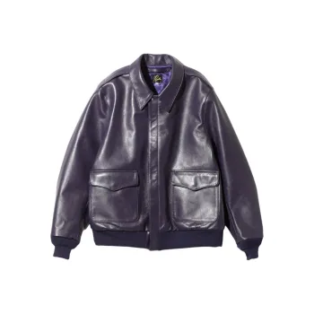Needles FW24 Leather Jacket Unisex Purple
