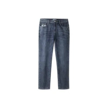 HLA Mid Rise Straight Fit Sandwashed Embroidered Casual Jeans Men's