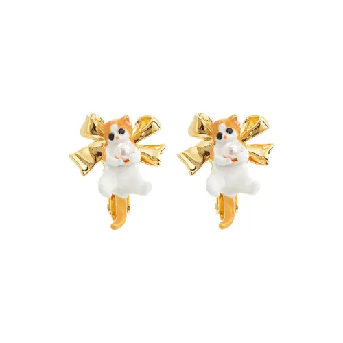 LES NEREIDES Gold Plated Clip On Earrings Women's Yellow