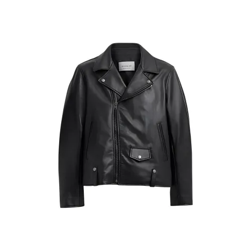 COACH SS24 Leather Jacket Men's Black