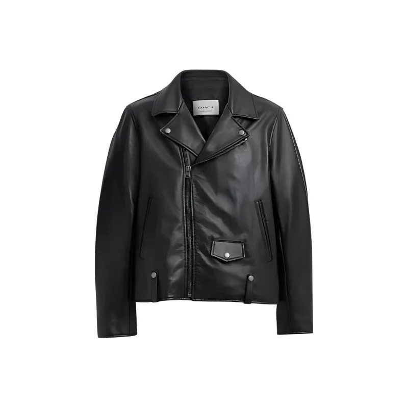 COACH SS24 Leather Jacket Men's Black-0