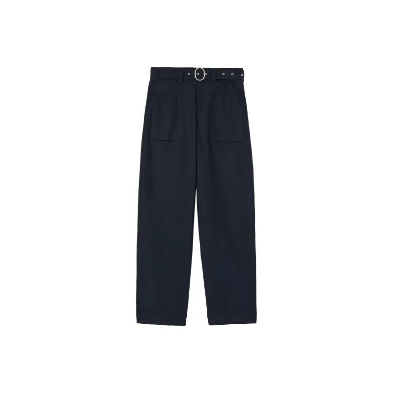 JIL SANDER Belted waist Organic Cotton Trousers-0